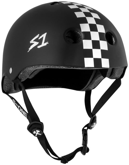 S1 - Certified Lifer Helmet - Matte Black With White Checkers