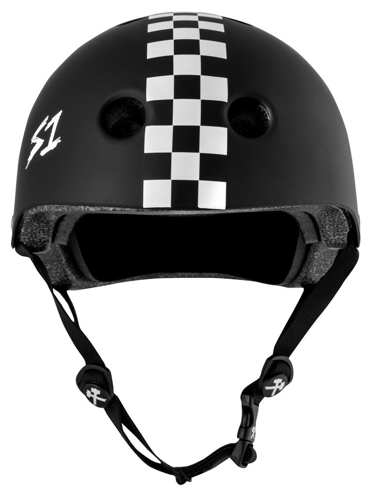 S1 - Certified Lifer Helmet - Matte Black With White Checkers