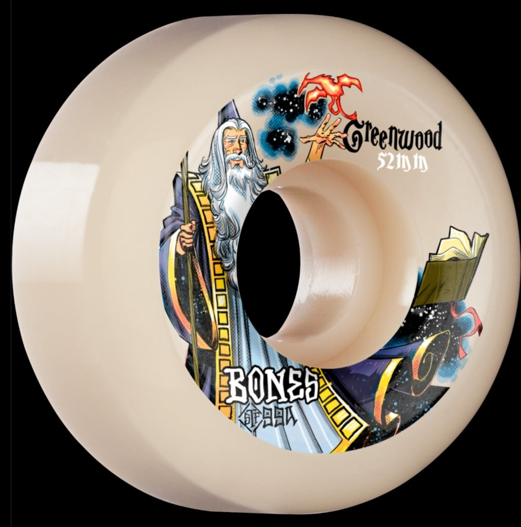 BONES - PRO STF SKATEBOARD WHEELS GREENWOOD MAGIC 52MM V5 SIDECUT 99A