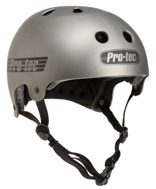 PRO-TEC - OLD SCHOOL - METALLIC GUN METAL (CERTIFIED) HELMET
