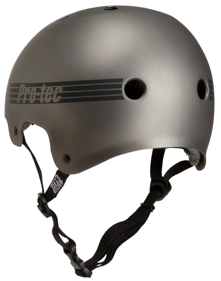 PRO-TEC - OLD SCHOOL - METALLIC GUN METAL (CERTIFIED) HELMET