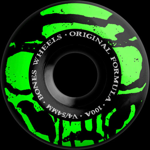 BONES - WHEELS OG FORMULA SKATEBOARD WHEELS MUMMY SKULLS 54MM V4 WIDE 4PK BLACK 100A