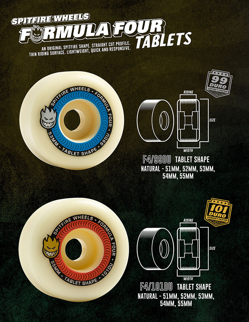 Spitfire - Formula Four Tablets Natural / Red Skateboard Wheels - 52mm 101d