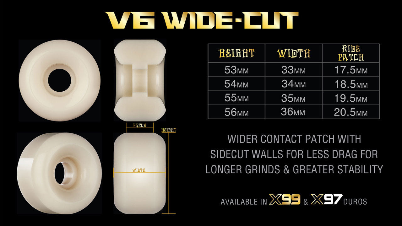 BONES - Skateboard Wheels 55mm X-Formula 97A V6 Widecut Gravette Salmon Illa White