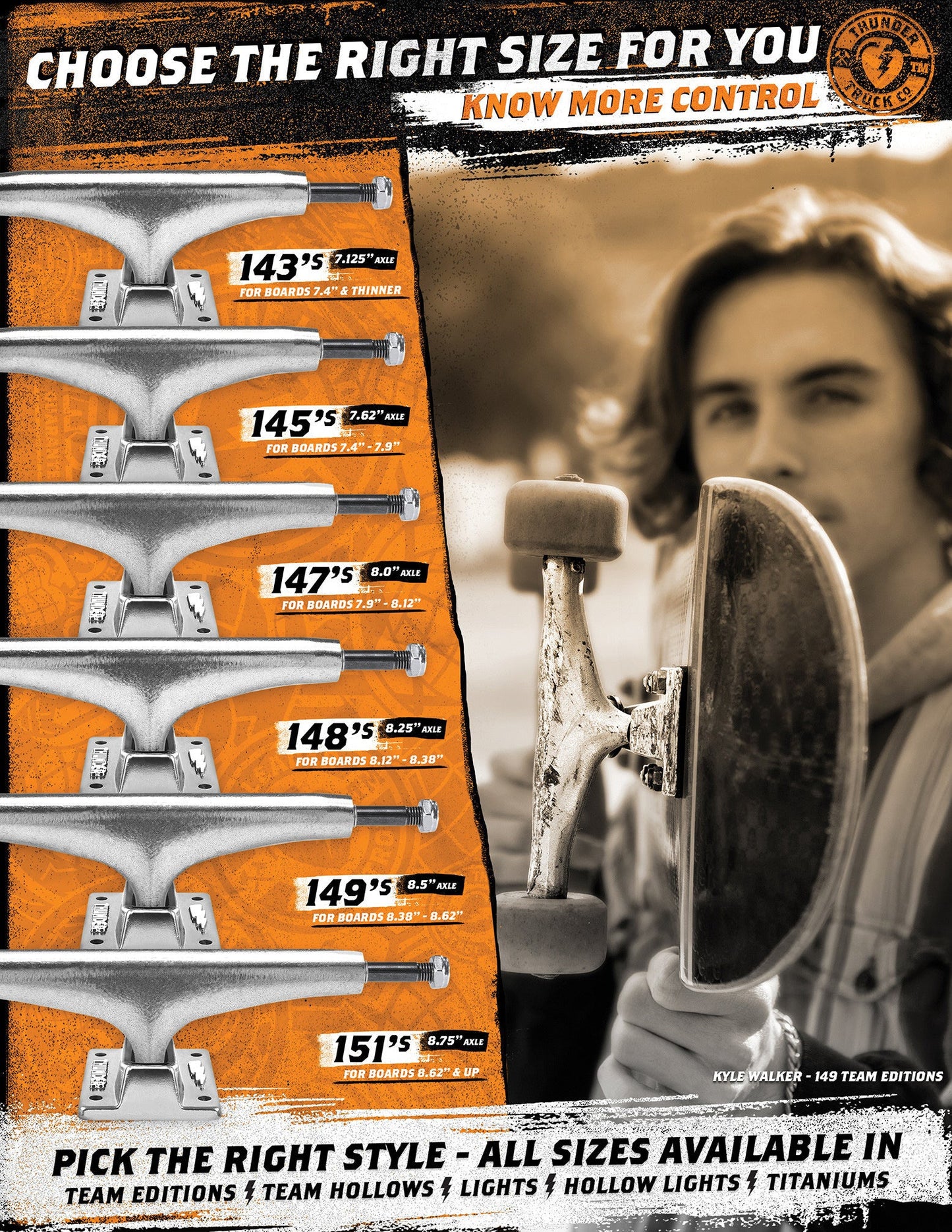 THUNDER - TEAM HOLLOW RAW/DARK GREY TRUCKS SET