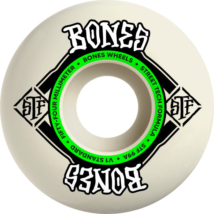 BONES - WHEELS STF Skateboard Wheels Standard 54mm V1 99A 4pk White