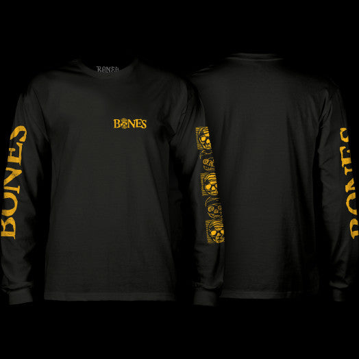 BONES - T-Shirt Black & Gold Long Sleeve - Black