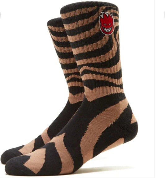 Spitfire - Bighead Fill Embroidered Swirl Socks - Black/Brown