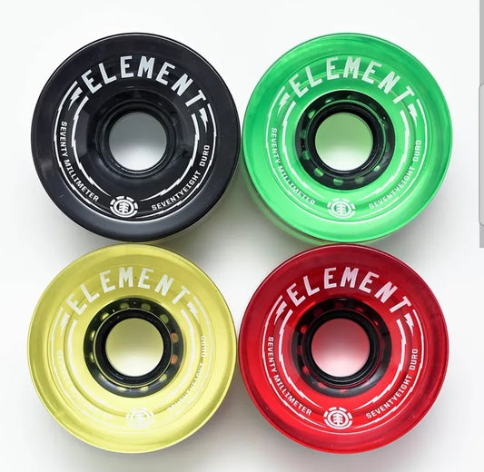 Element - Rasta 70mm 78a Red, Yellow, Black & Green Cruiser Wheels