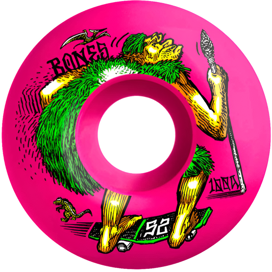 BONES - WHEELS OG Formula Skateboard Wheels NEONderthal 52mm V4 Wide 100A 4pk Pink