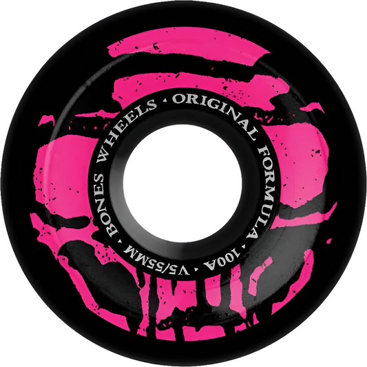 BONES - OG Formula Skateboard Wheels Mummy Skulls 55mm V5 Sidecut 4pk Black 100A