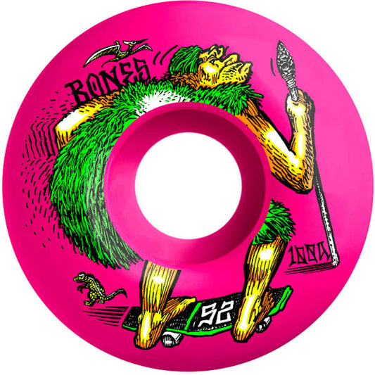 BONES - WHEELS OG Formula Skateboard Wheels NEONderthal 52mm V4 Wide 100A 4pk Pink