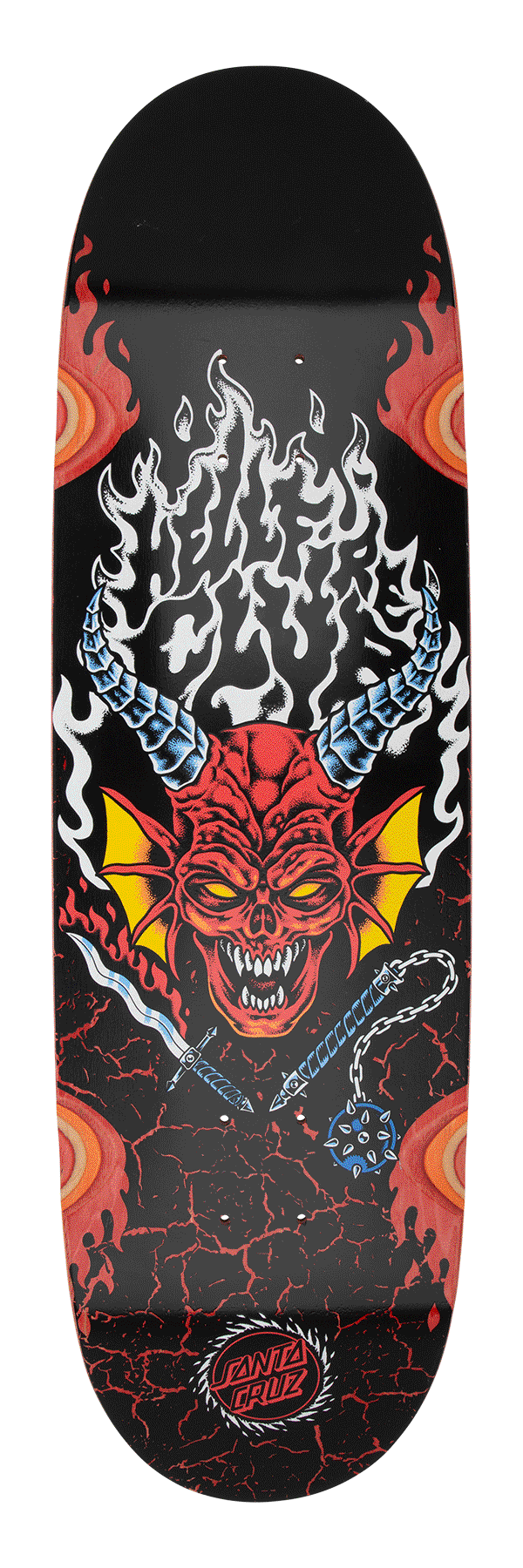 Santa Cruz - 9in Stranger Things Hellfire Club Flames Skateboard Deck