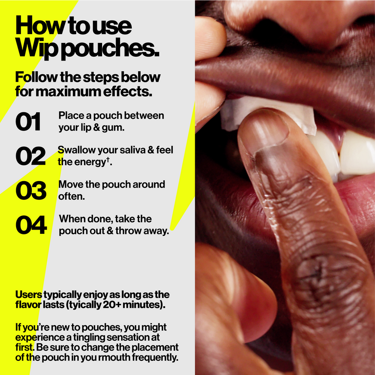 Wip Energy Pouches - | 200mg Natural Caffeine | Vitamins and Minerals | 4 Pack Assorted: Sour Cherry, Mint, Orange Citrus