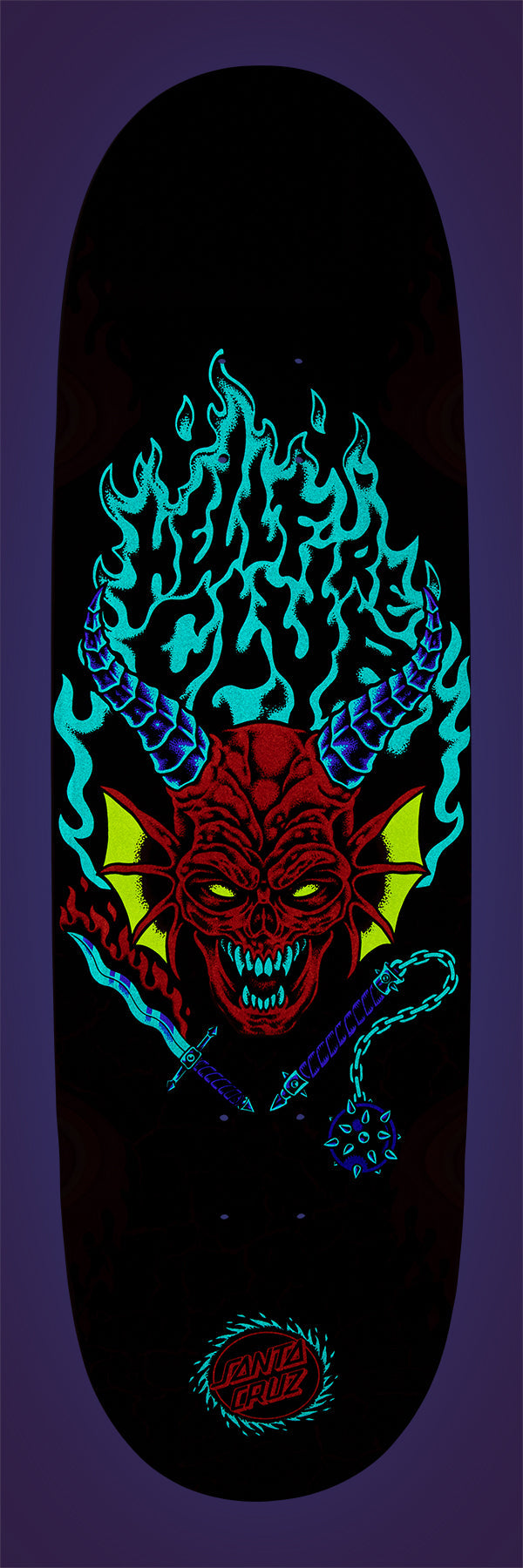 Santa Cruz - 9in Stranger Things Hellfire Club Flames Skateboard Deck