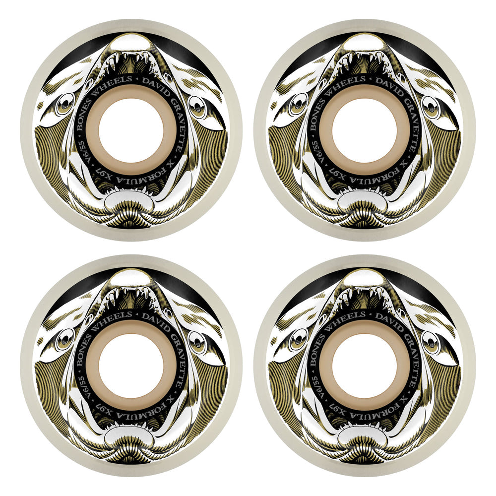 BONES - Skateboard Wheels 55mm X-Formula 97A V6 Widecut Gravette Salmon Illa White
