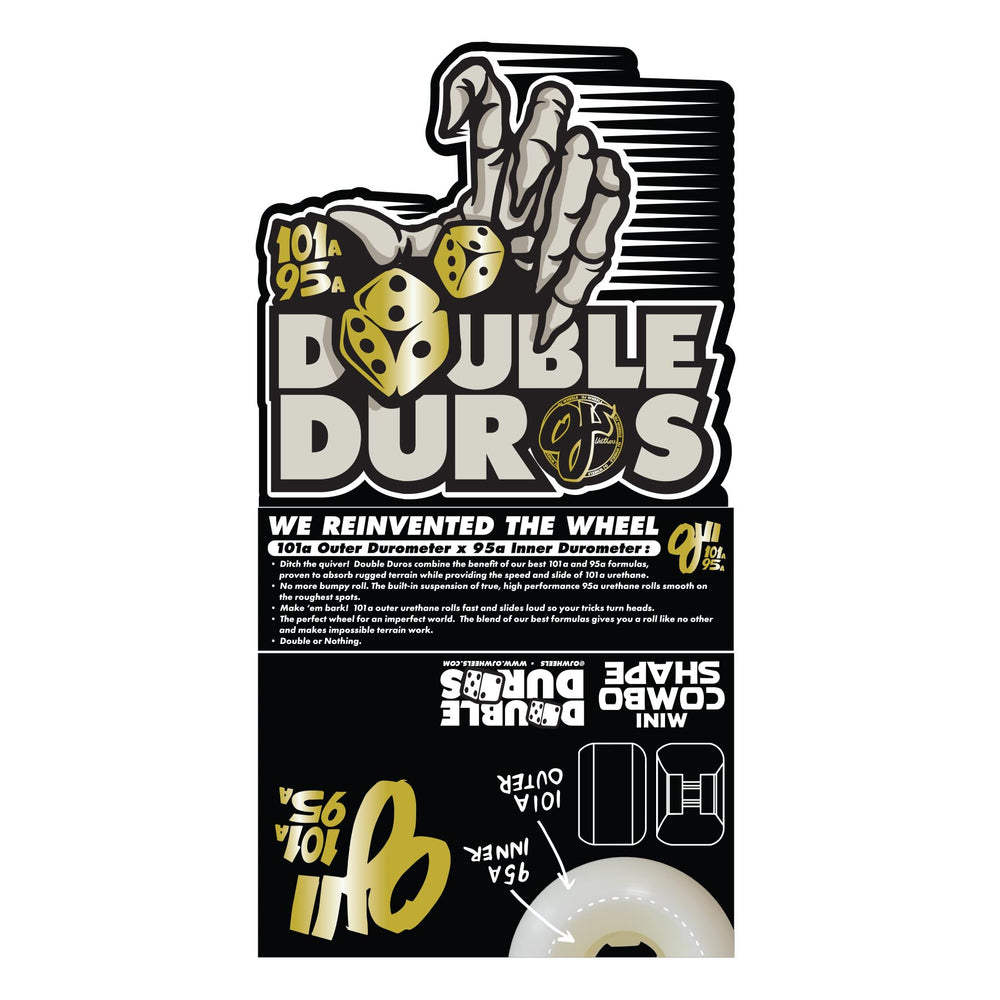 OJ - 53mm 101a/95a Double Duro White Mini Combo Skateboard Wheels