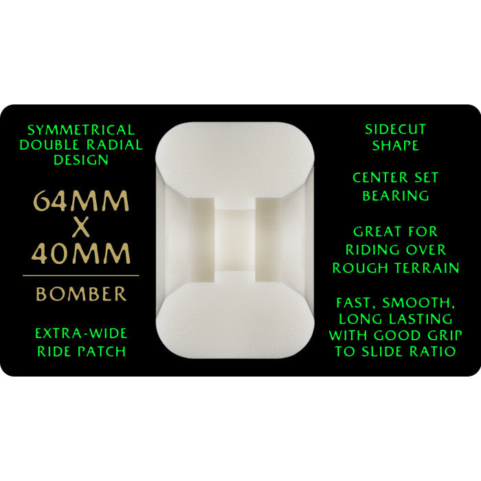 Powell Peralta - Dragons 88A - Bomber Symmetrical Shape - Extra Wide Ride Patch - 64mm x 40mm 88A Bomber Skateboard Wheels 4pk