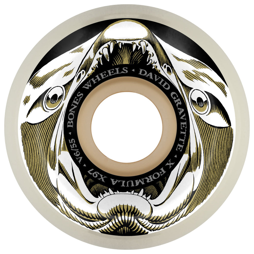 BONES - Skateboard Wheels 55mm X-Formula 97A V6 Widecut Gravette Salmon Illa White