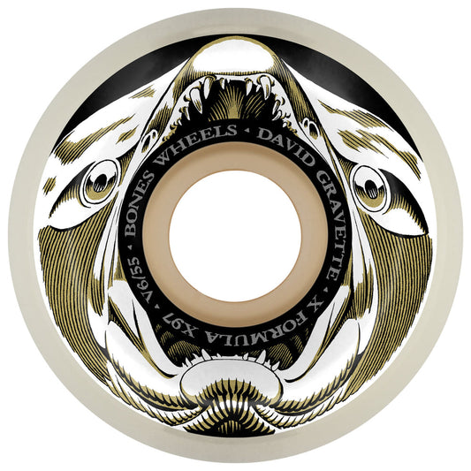 BONES - Skateboard Wheels 55mm X-Formula 97A V6 Widecut Gravette Salmon Illa White