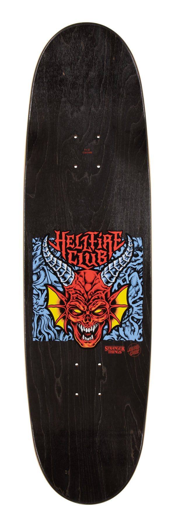 Santa Cruz - 9in Stranger Things Hellfire Club Flames Skateboard Deck