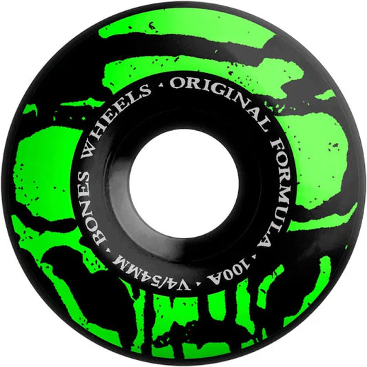 BONES - WHEELS OG FORMULA SKATEBOARD WHEELS MUMMY SKULLS 54MM V4 WIDE 4PK BLACK 100A