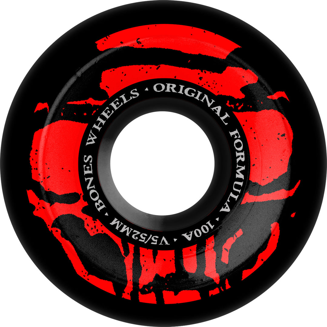 BONES - WHEELS OG FORMULA SKATEBOARD WHEELS MUMMY SKULLS 52MM V5 SIDECUT 4PK WBLACK 100A