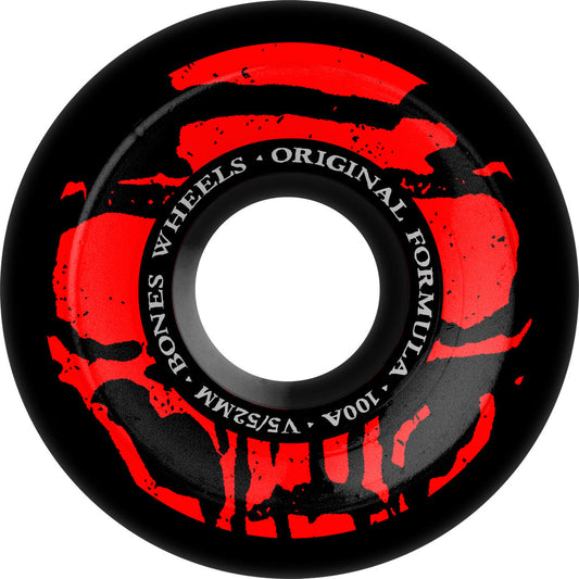 BONES - WHEELS OG FORMULA SKATEBOARD WHEELS MUMMY SKULLS 52MM V5 SIDECUT 4PK WBLACK 100A