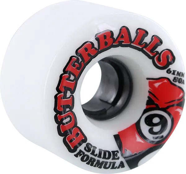 SECTOR 9 - SLIDE BUTTERBALLS 61mm 80a WHT W/RED/BLK WHEELS SET