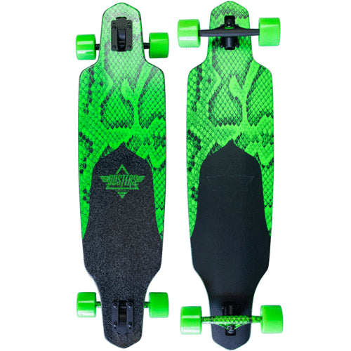 Dusters California Channel Snakeskin Complete Longboard - 38 Neon Green